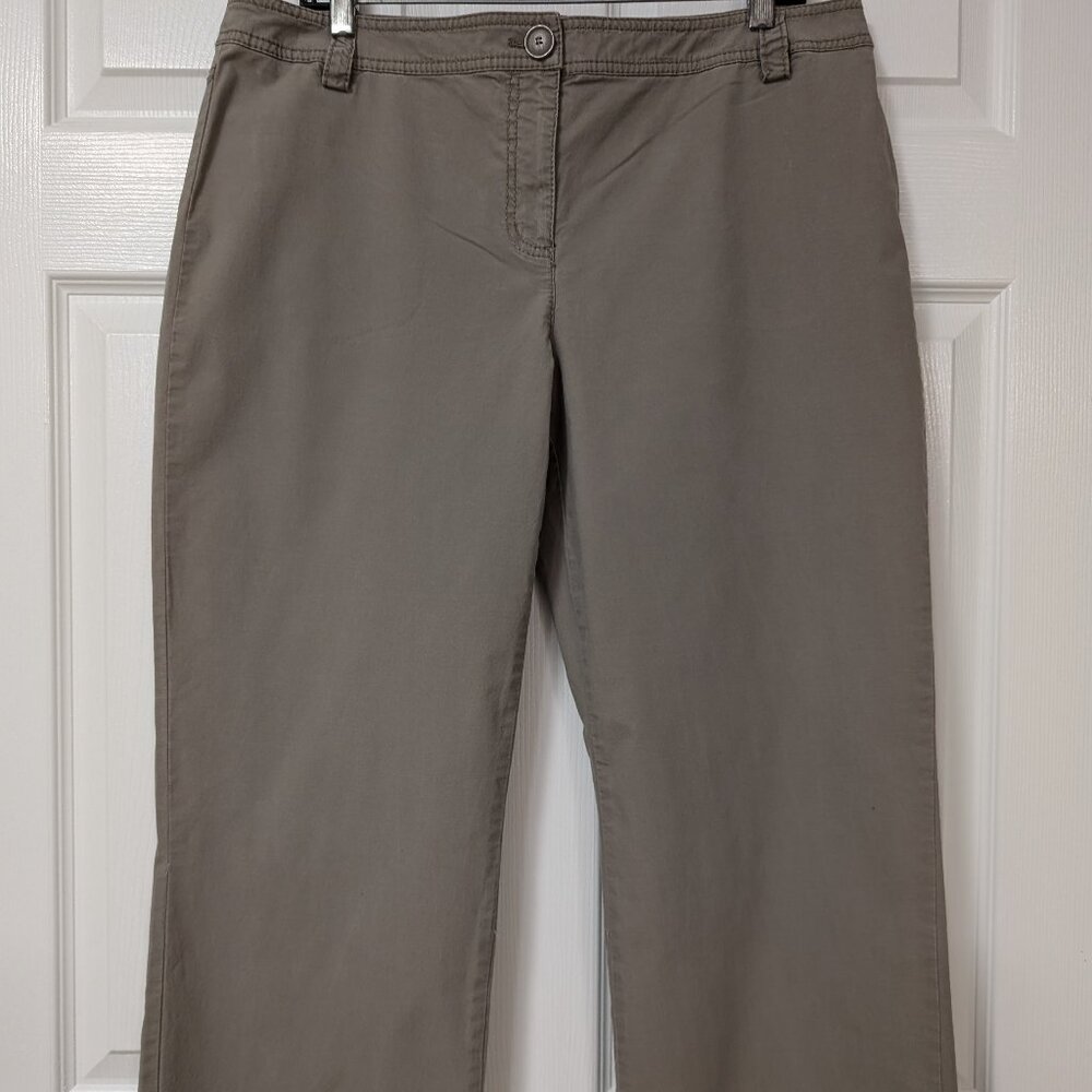 Women's SIGRID OLSEN Size 14 Khaki Pant Trouser Cotton Spandex 27" inseam